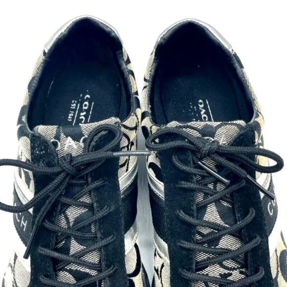 COACH Women's Jayme Signature Black and Silver Canvas Athletic Shoes USA Size 7M - Picture 7 of 16